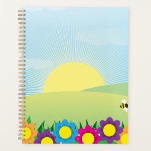 Spring Meadow Sunburst with Colourful Flowers Planner