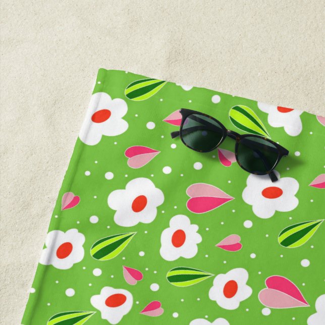 Spring Meadow Whimsy Beach Towel (In Situ)
