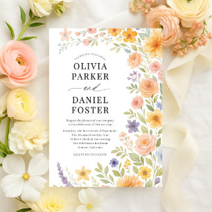 Spring Meadow Wildflower Wedding Invitation
