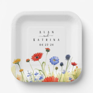 Spring Meadow Wildflowers Paper Plate