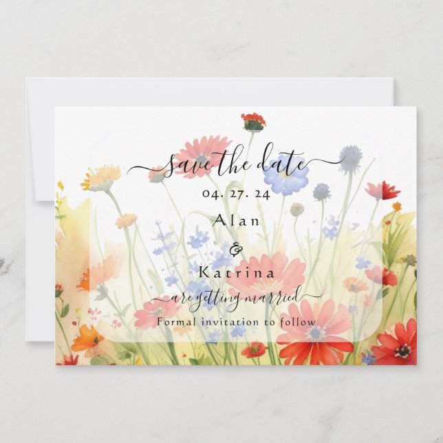 Spring Meadow Wildflowers Save The Date (Front)
