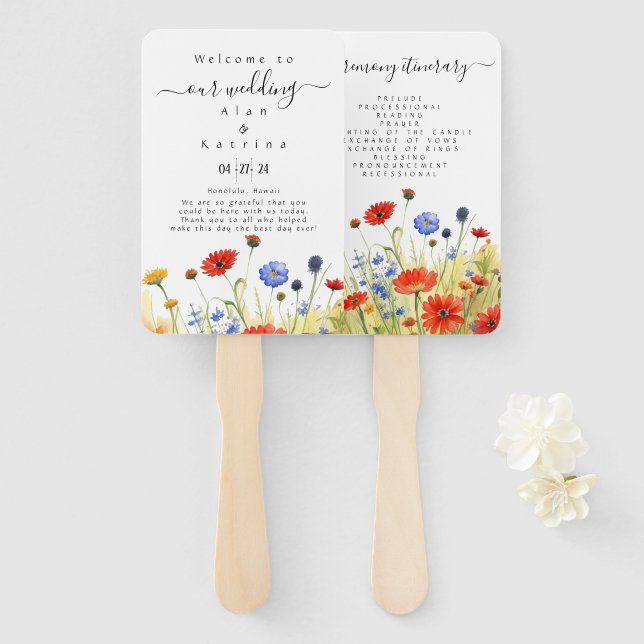 Spring Meadow Wildflowers Set of Fans (Front and Back)