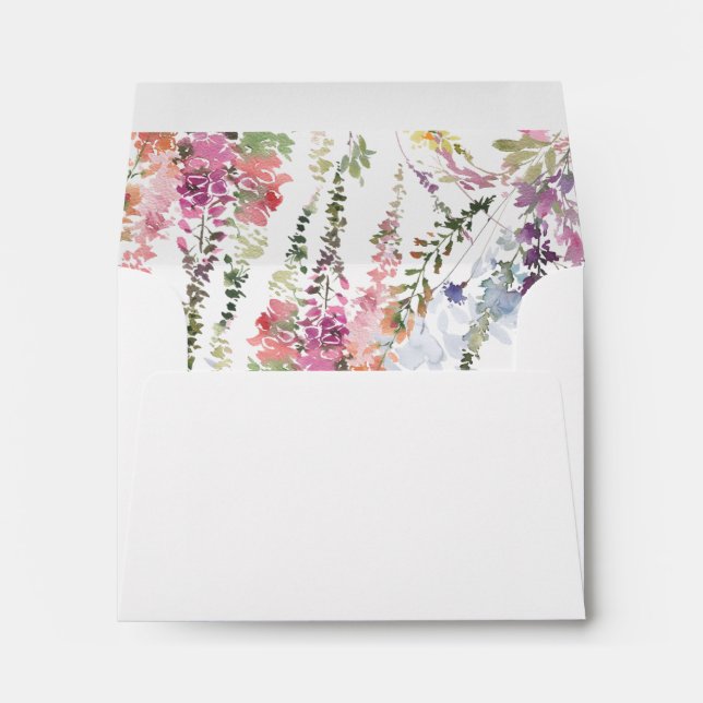 Spring Meadow Wildflowers Wedding Envelope (Back (Bottom))