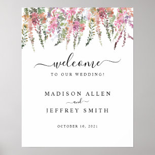 Spring Meadow Wildflowers Wedding Welcome Sign