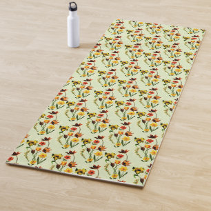 Spring Meadow Yellow Wildflowers Watercolor Yoga Mat