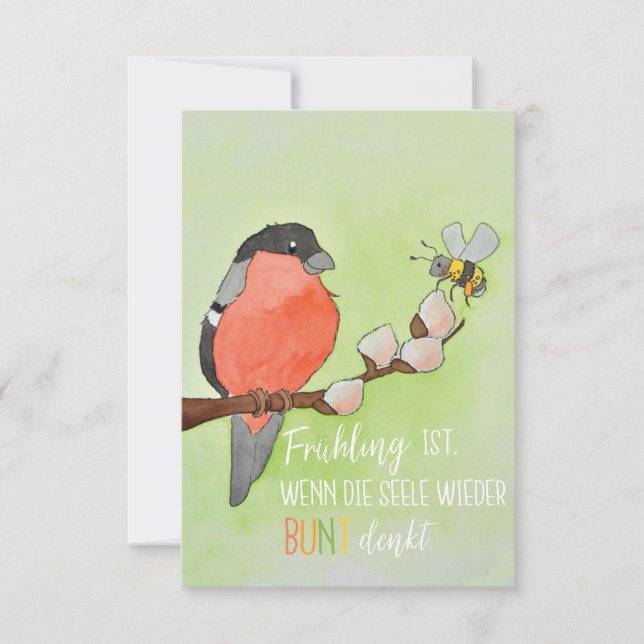 spring menu with bird and bumblebee (Front)