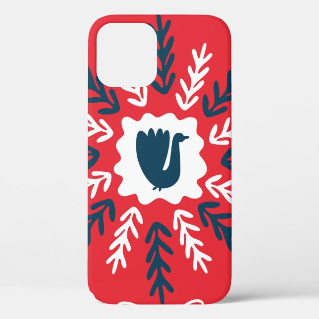Spring, Merry Christmas folk doodle art square til Case-Mate iPhone Case (Back)