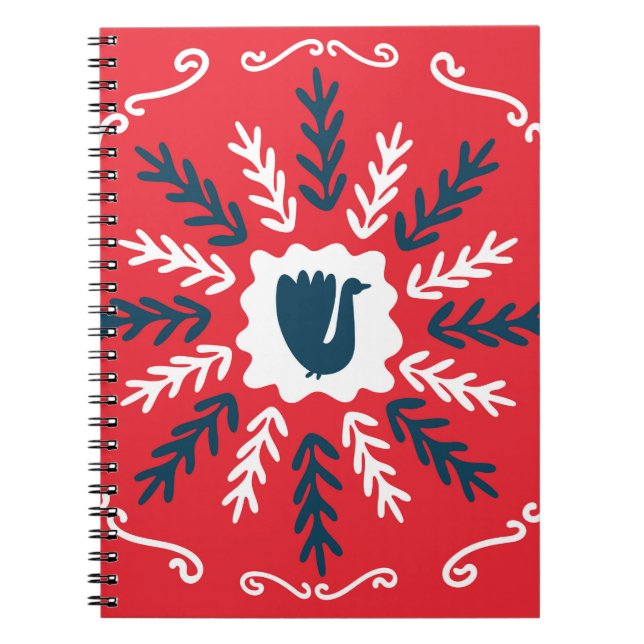 Spring, Merry Christmas folk doodle art square til Notebook (Front)