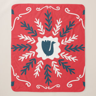 Spring, Merry Christmas folk doodle art square til Sherpa Blanket