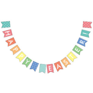 Spring Message Pastel Rainbow Happy Easter Bunting