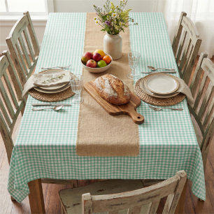 Spring Mint Green Gingham Plaid  Tablecloth