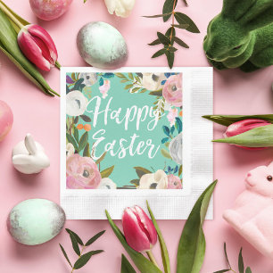 Spring Mint Happy Easter Napkin