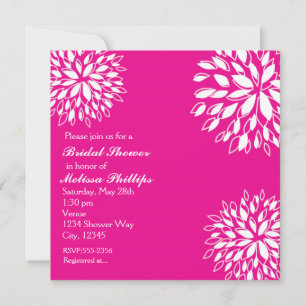 Spring Modern Hot Pink & White Floral Invitation