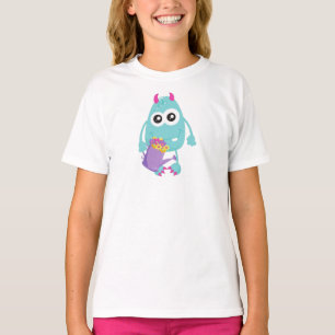 Spring Monster, Blue Monster, Flowers, Horns T-Shirt