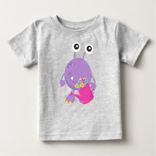 Spring Monster, Colourful Flowers, Purple Monster Baby T-Shirt