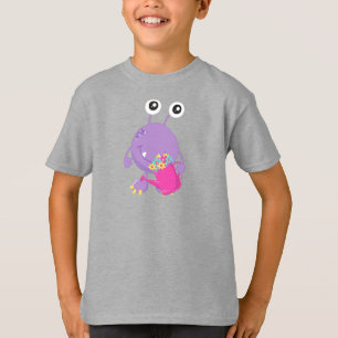 Spring Monster, Colourful Flowers, Purple Monster T-Shirt