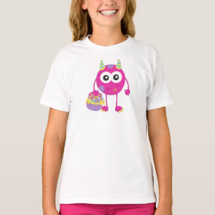 Spring Monster, Pink Monster, Horns, Flowers T-Shirt