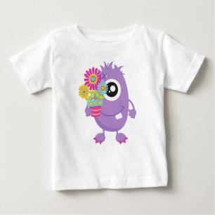 Spring Monster, Purple Monster, Colourful Flowers Baby T-Shirt