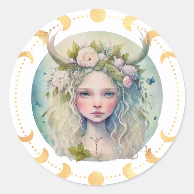 Spring Moon Phase  Classic Round Sticker (Front)
