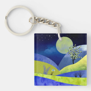 Spring Moonrise Key Ring
