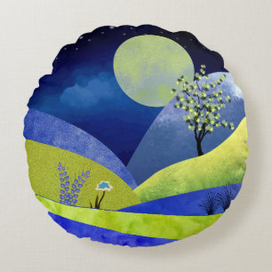 Spring Moonrise Round Cushion