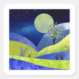 Spring Moonrise Square Sticker