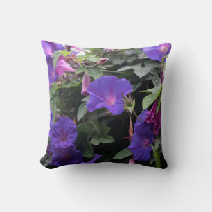 Spring Morning Glories in Blue Cushion