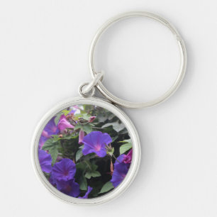 Spring Morning Glories in Blue Key Ring