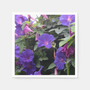 Spring Morning Glories in Blue Napkin