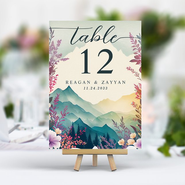 Spring Mountains Floral Wedding Table Number (Creator Uploaded)
