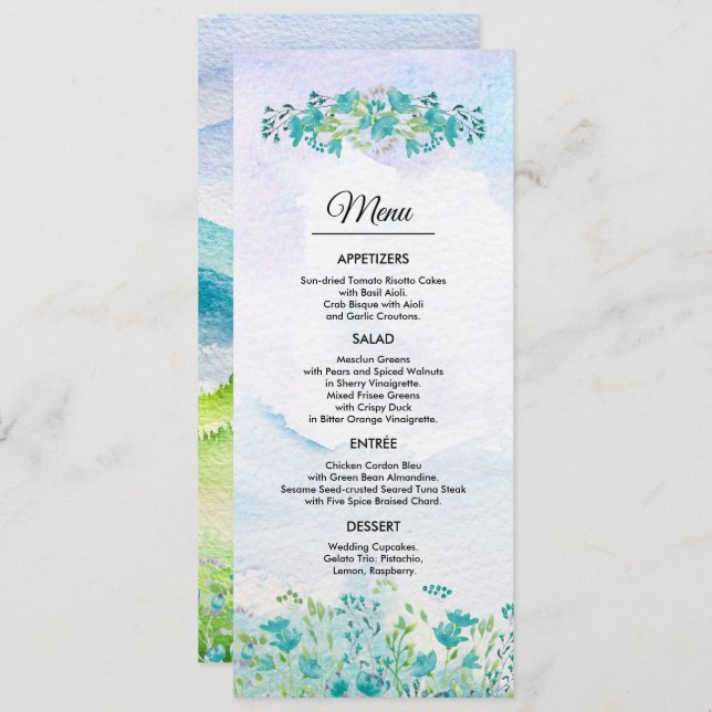 Spring Mountains | Wildflowers Wedding Menu Card (Front/Back)