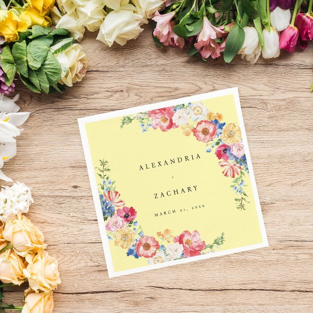 Spring Multi Colour Florals Napkins - Yellow (Creator Uploaded)