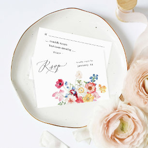 Spring Multi Colour Florals w Meal RSVP Card