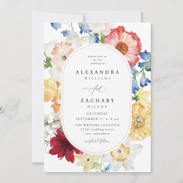 Spring Multi Colour Florals Wedding 3b Invitation (Front)