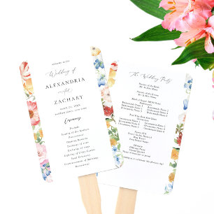 Spring Multi Colour Florals Wedding Program Hand Fan
