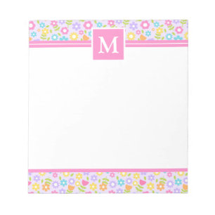 Spring Multi Colour Flowers Monogram Notepad