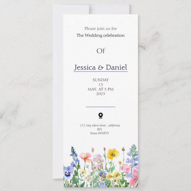 Spring multi floral colours garden wedding invitat invitation (Front)