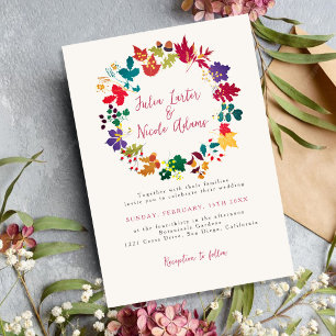 Spring Mustard Purple Meadow Flower Photo Wedding Invitation