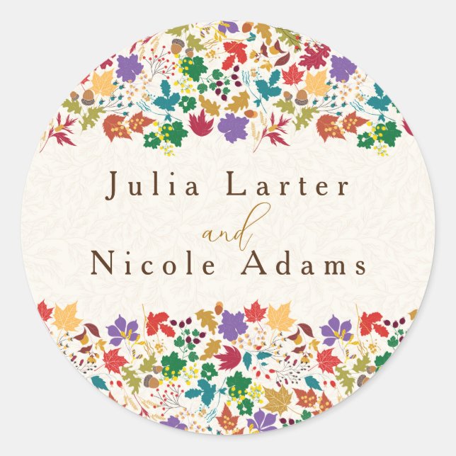 Spring Mustard Yellow Purple Meadow Flower Wedding Classic Round Sticker (Front)