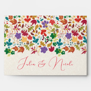 Spring Mustard Yellow Purple Meadow Flower Wedding Envelope