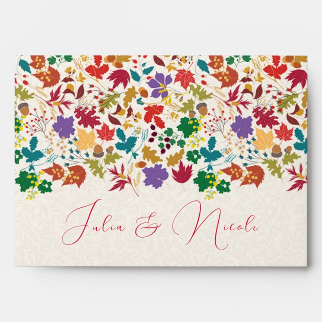 Spring Mustard Yellow Purple Meadow Flower Wedding Envelope (Front)