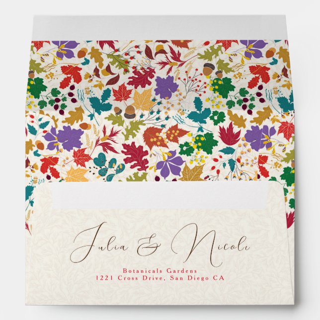 Spring Mustard Yellow Purple Meadow Flower Wedding Envelope (Back (Bottom))