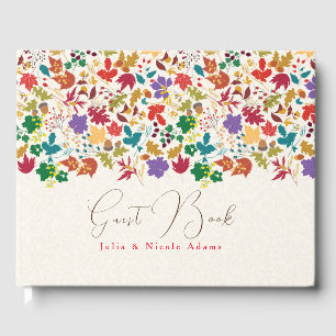 Spring Mustard Yellow Purple Meadow Flower Wedding Guest Book