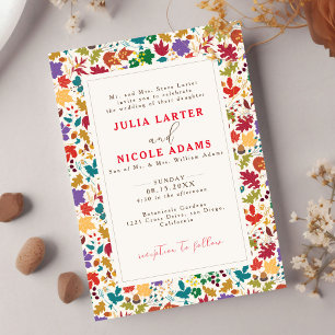 Spring Mustard Yellow Purple Meadow Flower Wedding Invitation