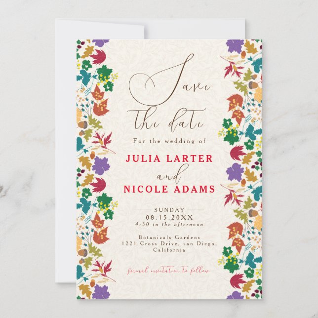 Spring Mustard Yellow Purple Meadow Flower Wedding Save The Date (Front)