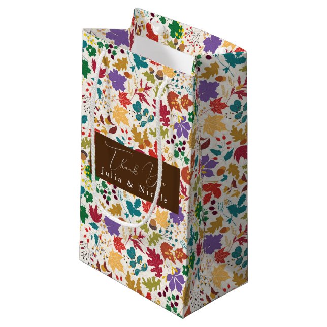 Spring Mustard Yellow Purple Meadow Flower Wedding Small Gift Bag (Front Angled)