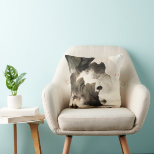 Spring Mystic Fox Misty Mountain Minimalist Zen Cushion
