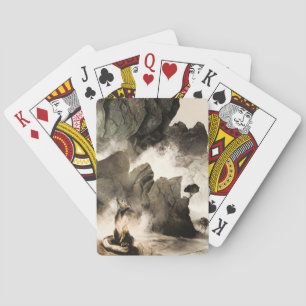 Spring Mystic Fox Misty Mountain Minimalist Zen Playing Cards