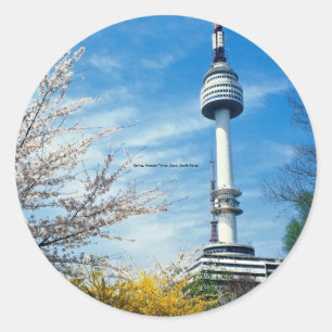 Spring, Namsan Tower, Seoul, South Korea Classic Round Sticker