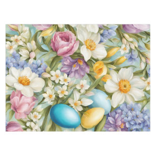 Spring. Narcissus, Hyacinths, Tulips, Easter Eggs Tablecloth